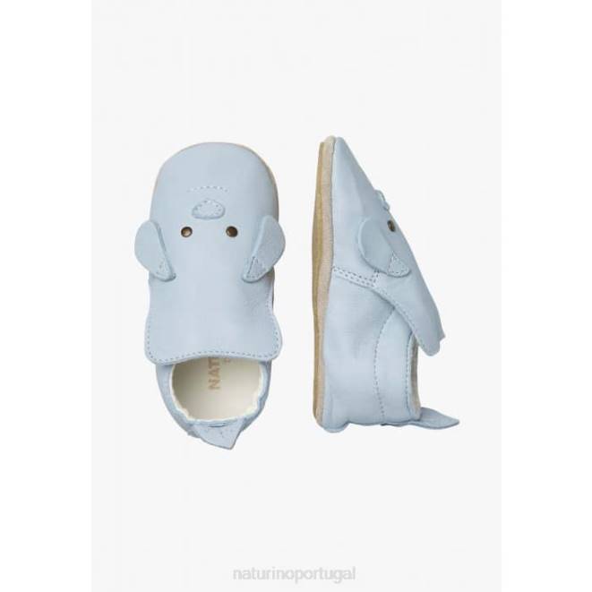 bebê Naturino azul claro dlin sapato de berço com patch de cachorrinho HTF88