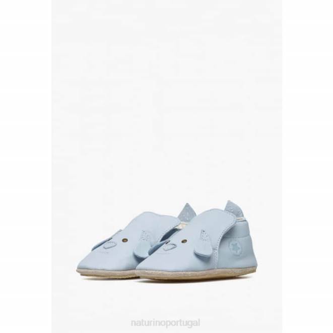 bebê Naturino azul claro dlin sapato de berço com patch de cachorrinho HTF88