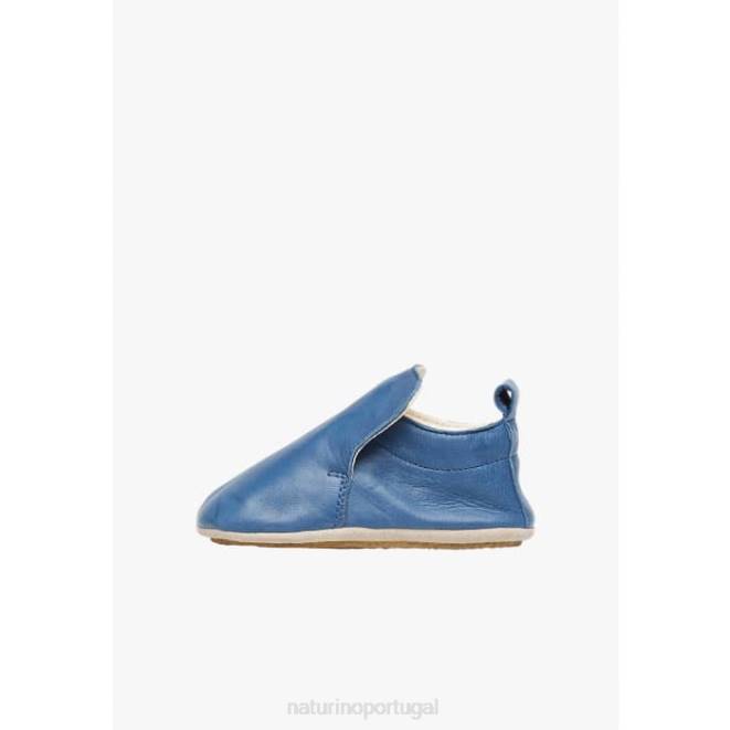 bebê Naturino azul plumard sapatos de berço de couro nappa HTF81