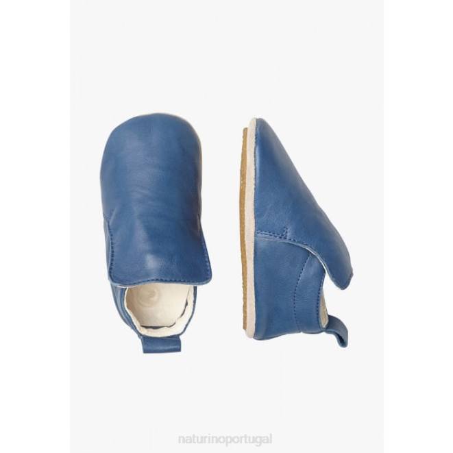 bebê Naturino azul plumard sapatos de berço de couro nappa HTF81