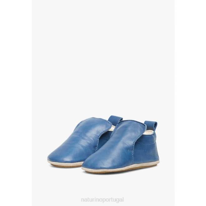 bebê Naturino azul plumard sapatos de berço de couro nappa HTF81