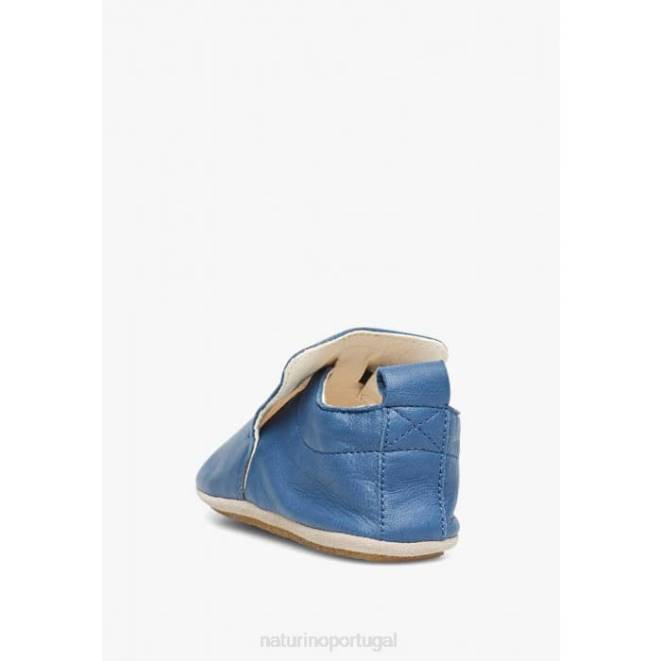 bebê Naturino azul plumard sapatos de berço de couro nappa HTF81