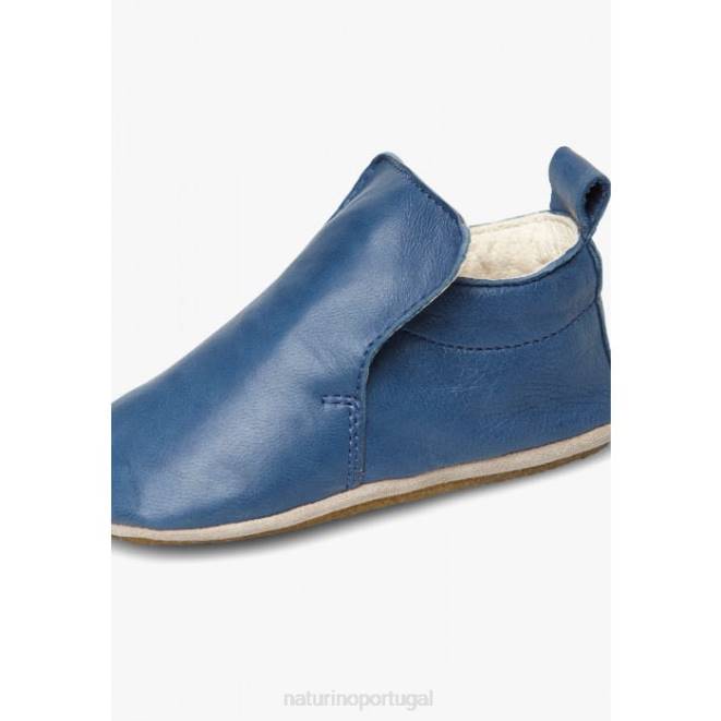 bebê Naturino azul plumard sapatos de berço de couro nappa HTF81