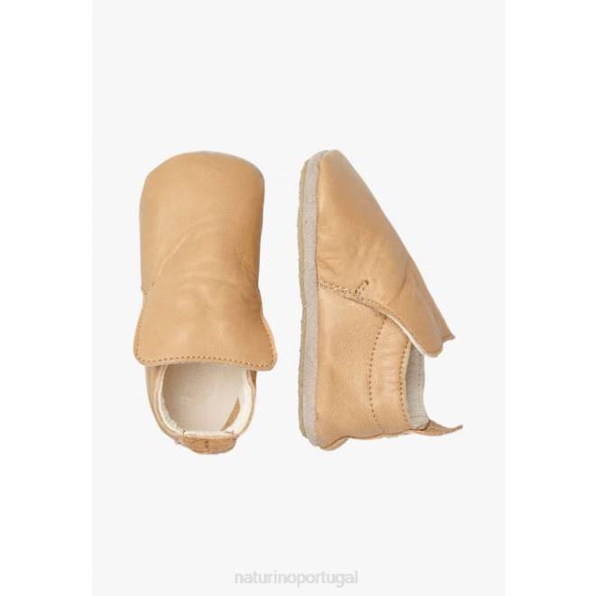 bebê Naturino bege plumard sapatos de berço de couro nappa HTF82