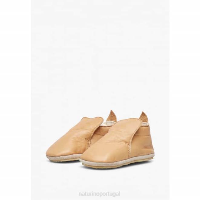 bebê Naturino bege plumard sapatos de berço de couro nappa HTF82