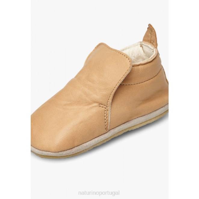 bebê Naturino bege plumard sapatos de berço de couro nappa HTF82