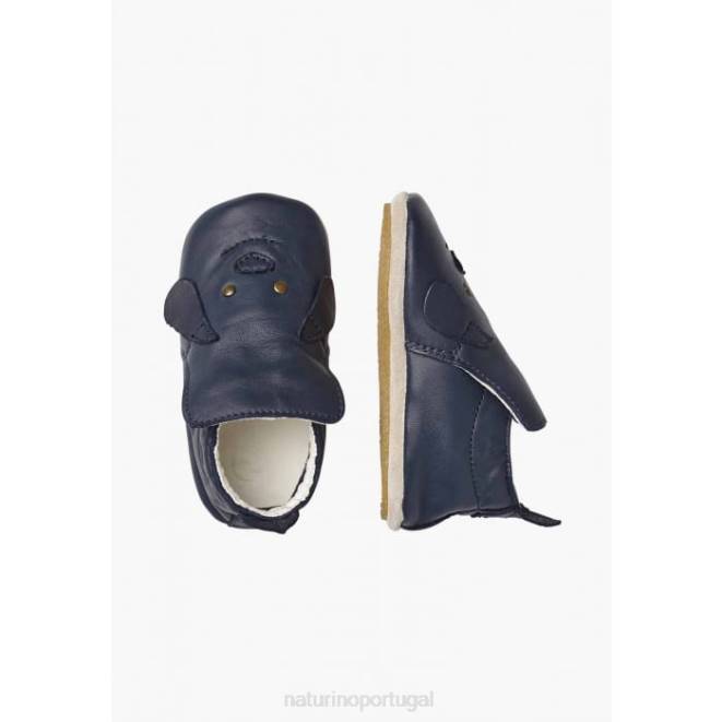 bebê Naturino marinha dlin sapato de berço com patch de cachorrinho HTF87
