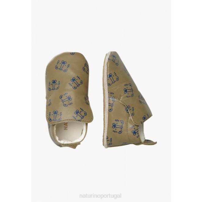 bebê Naturino pomba cinza plumard sapato de berço com estampa de tigre HTF84