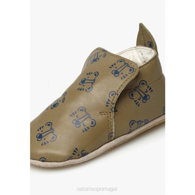 bebê Naturino pomba cinza plumard sapato de berço com estampa de tigre HTF84