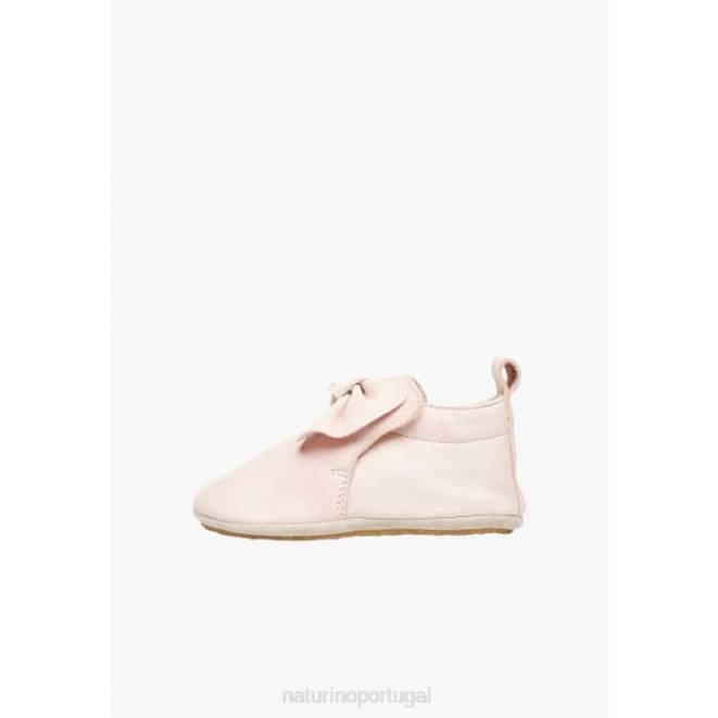 bebê Naturino rosa conspirar sapato de berço em couro napa com laço HTF810