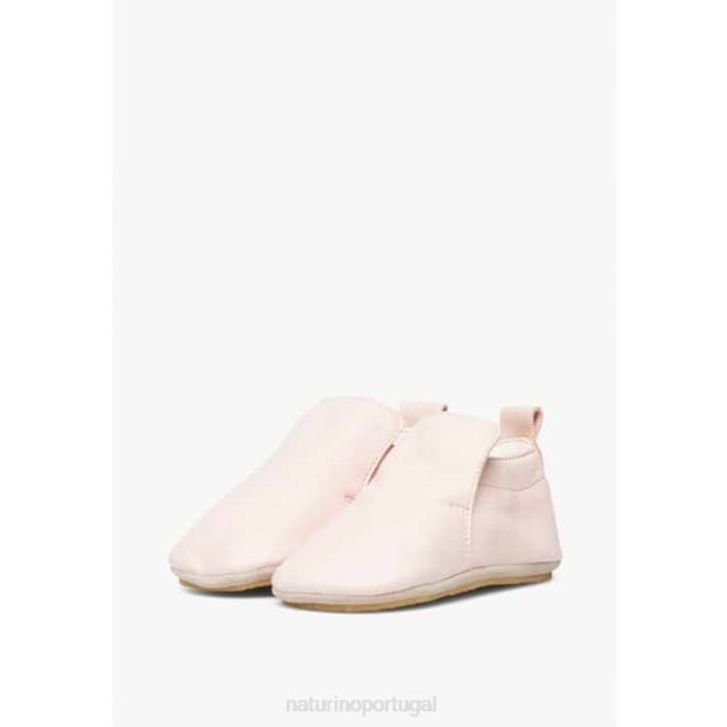 bebê Naturino rosa plumard sapatos de berço de couro nappa HTF83
