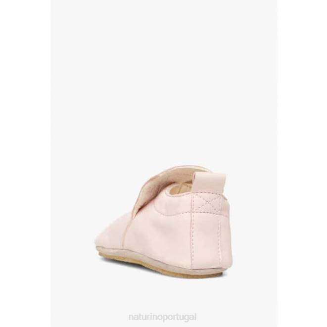 bebê Naturino rosa plumard sapatos de berço de couro nappa HTF83