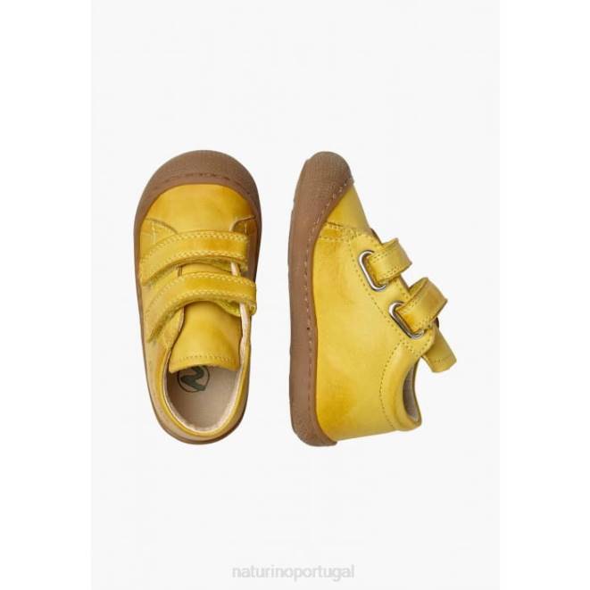 crianças Naturino amarelo casulo vl sapatos primeiros passos em couro napa HTF8276