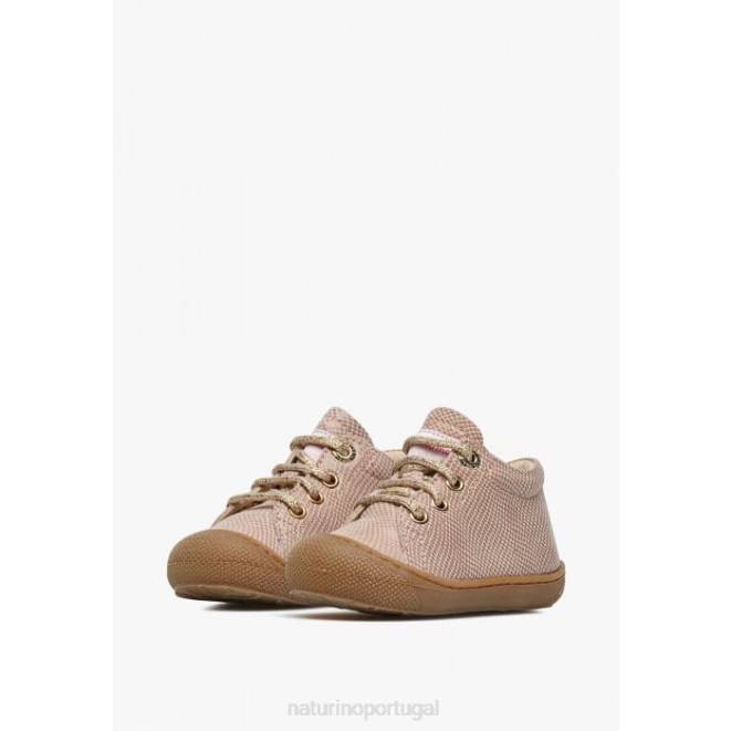 crianças Naturino pó rosa casulo sapato first step em couro com estampa de réptil HTF8256