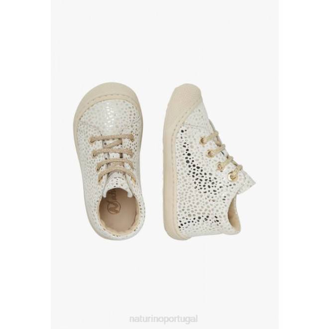 crianças Naturino platina branca casulo sapatos de primeiros passos de camurça HTF8243