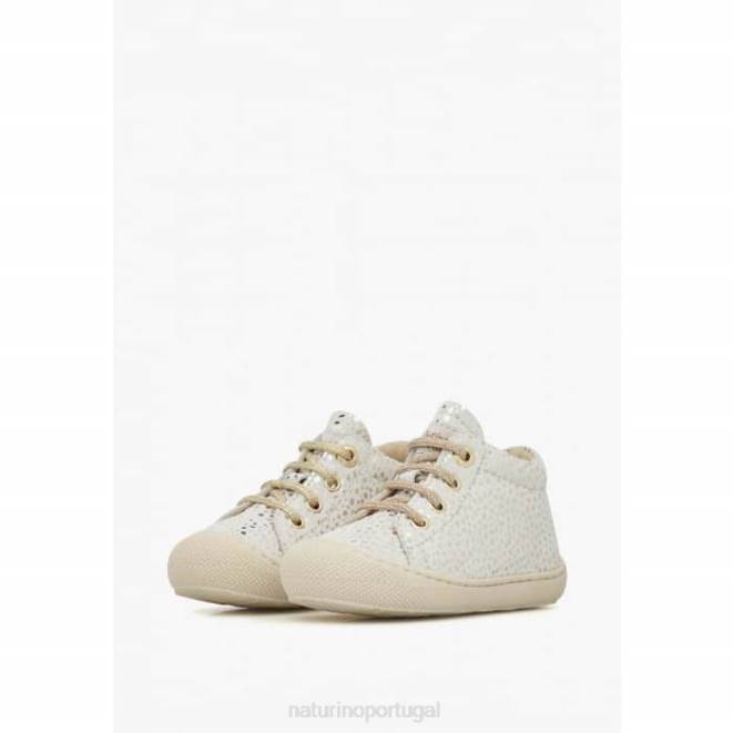 crianças Naturino platina branca casulo sapatos de primeiros passos de camurça HTF8243