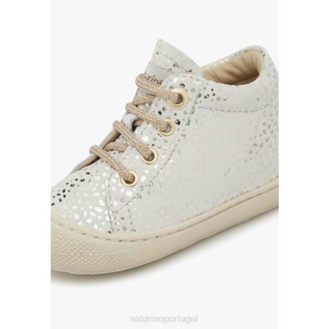 crianças Naturino platina branca casulo sapatos de primeiros passos de camurça HTF8243