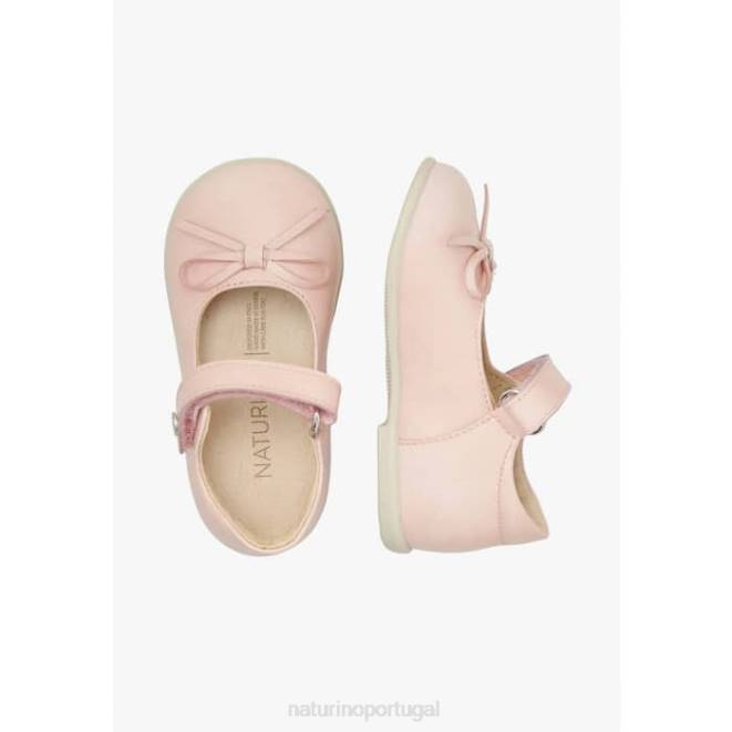 crianças Naturino rosa balé sapatilhas de balé com tiras de couro envernizado HTF8237