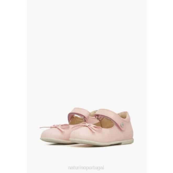 crianças Naturino rosa balé sapatilhas de balé com tiras de couro envernizado HTF8237