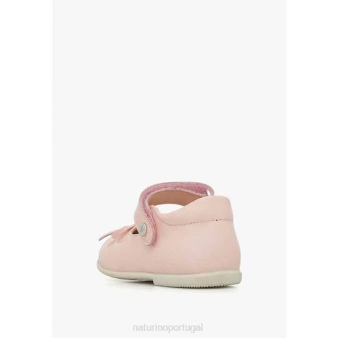 crianças Naturino rosa balé sapatilhas de balé com tiras de couro envernizado HTF8237