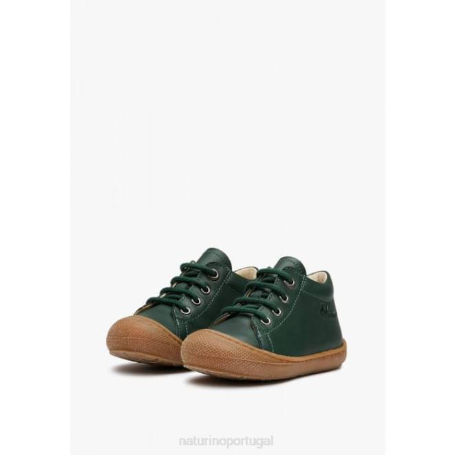 crianças Naturino verde escuro casulo sapatos infantis de couro napa HTF8258