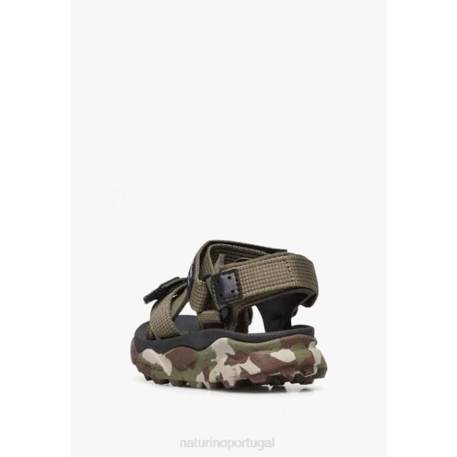 crianças Naturino Exército verde nazca 2 júnior sandálias ativas em couro sintético e tecido HTF827