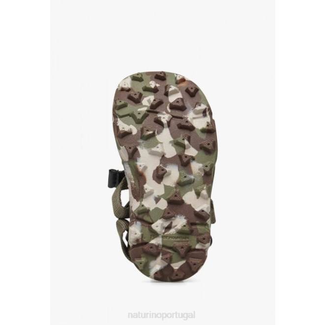 crianças Naturino Exército verde nazca 2 júnior sandálias ativas em couro sintético e tecido HTF827