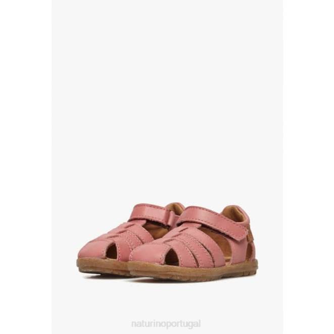 crianças Naturino Rosa brilhante ver sandálias de couro semi-fechadas HTF8241