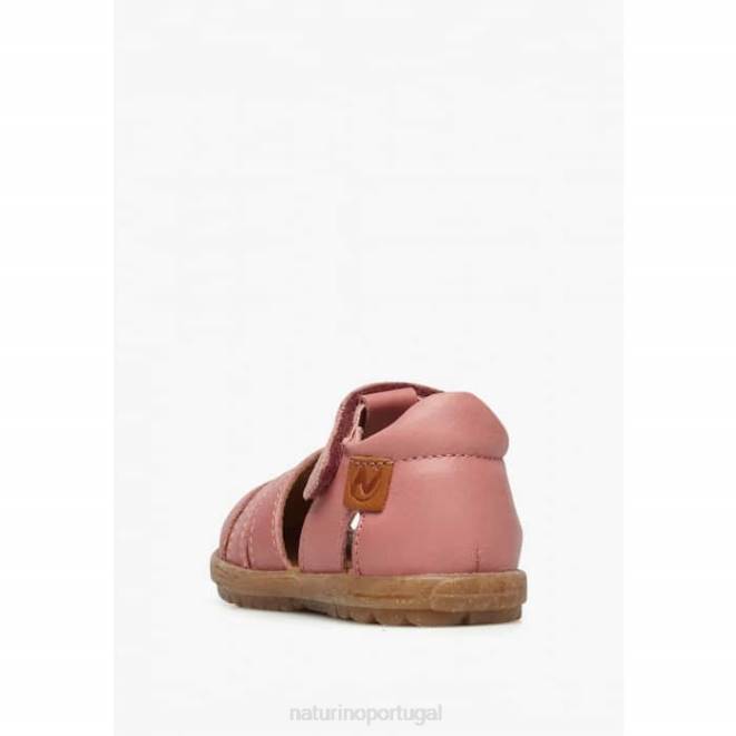 crianças Naturino Rosa brilhante ver sandálias de couro semi-fechadas HTF8241