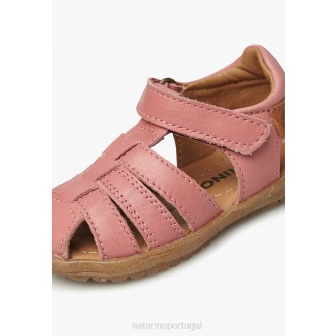 crianças Naturino Rosa brilhante ver sandálias de couro semi-fechadas HTF8241
