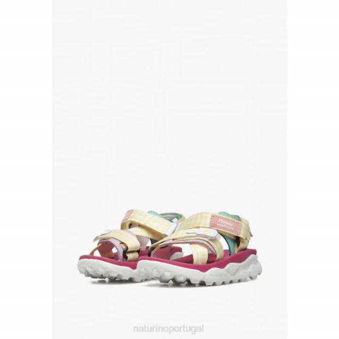 crianças Naturino amarelo-rosa nazca 2 júnior sandálias ativas em couro sintético e tecido HTF826
