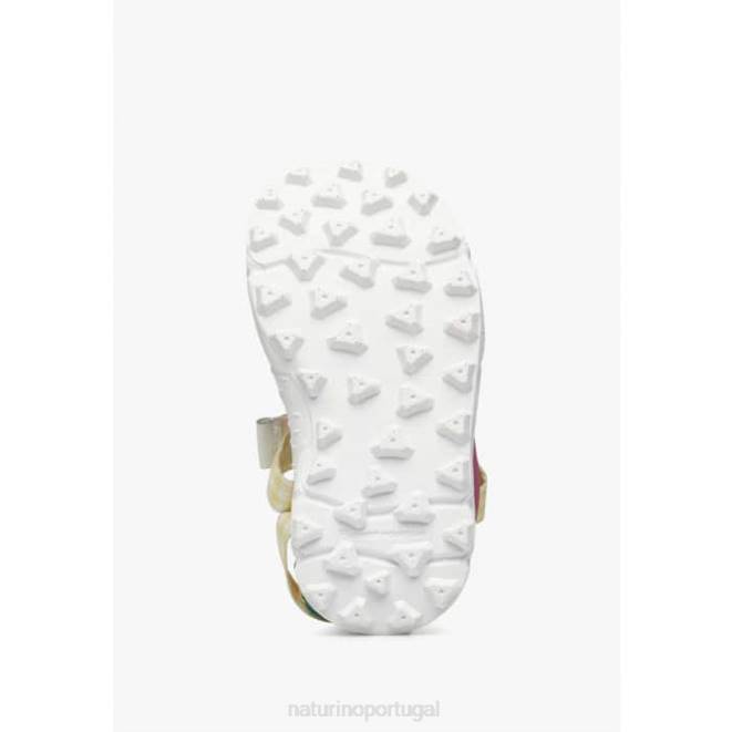 crianças Naturino amarelo-rosa nazca 2 júnior sandálias ativas em couro sintético e tecido HTF826