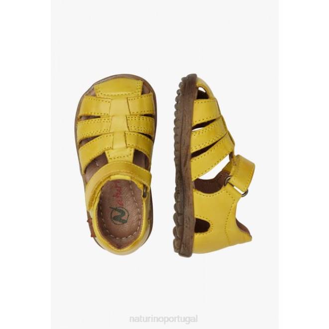 crianças Naturino amarelo ver sandálias de couro semi-fechadas HTF8353