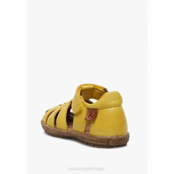 crianças Naturino amarelo ver sandálias de couro semi-fechadas HTF8353