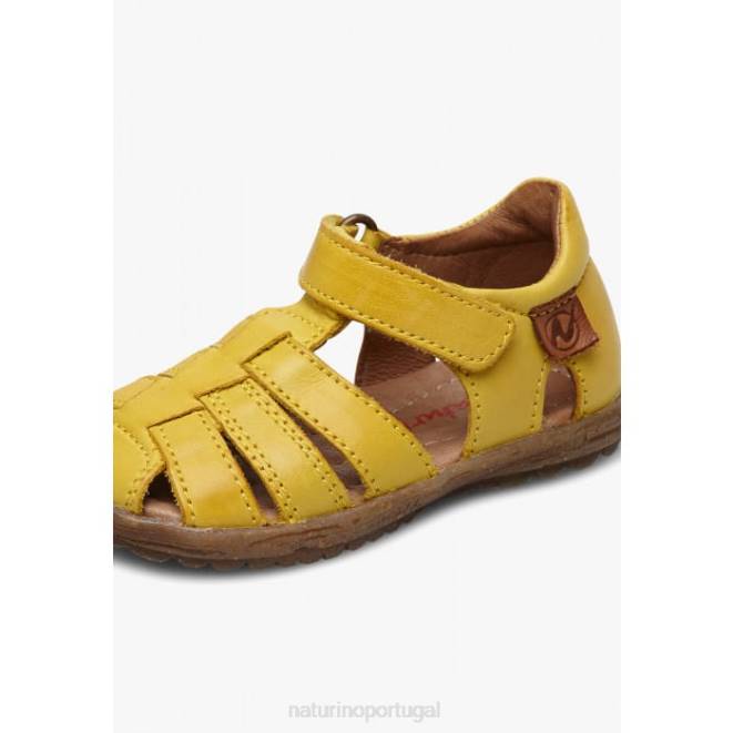 crianças Naturino amarelo ver sandálias de couro semi-fechadas HTF8353