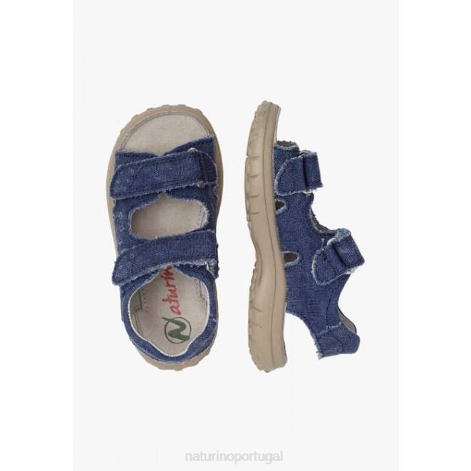 crianças Naturino azul claro doca sandália jeans com velcro HTF8544