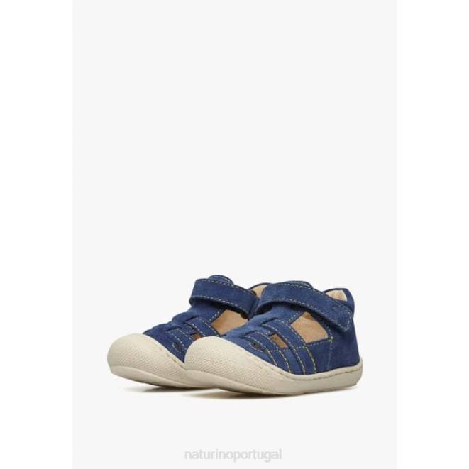 crianças Naturino azul claro dormir sandália semi-aberta de camurça HTF8348