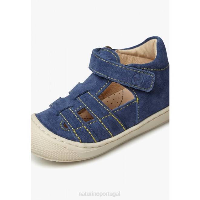 crianças Naturino azul claro dormir sandália semi-aberta de camurça HTF8348