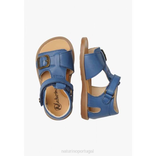 crianças Naturino azul claro quartzo sandália de couro com velcro HTF8293
