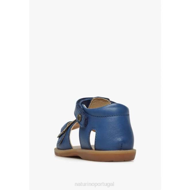 crianças Naturino azul claro quartzo sandália de couro com velcro HTF8293
