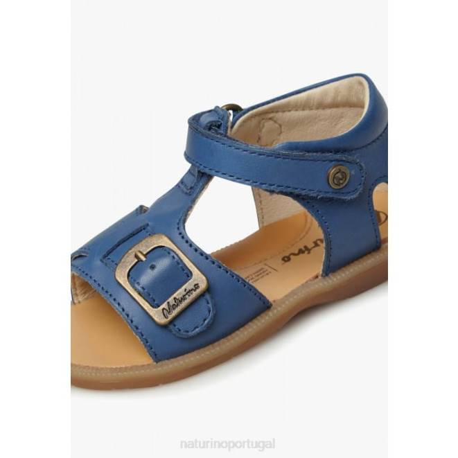 crianças Naturino azul claro quartzo sandália de couro com velcro HTF8293