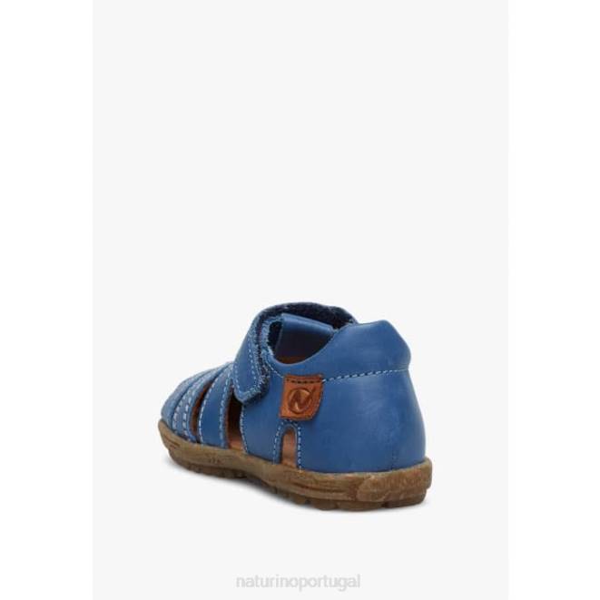 crianças Naturino azul claro ver sandálias de couro semi-fechadas HTF8286