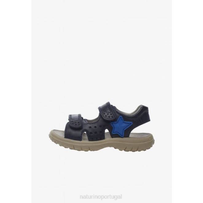crianças Naturino azul doca sandália de couro com velcro HTF8541