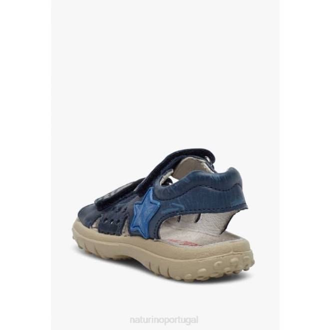 crianças Naturino azul doca sandália de couro com velcro HTF8541