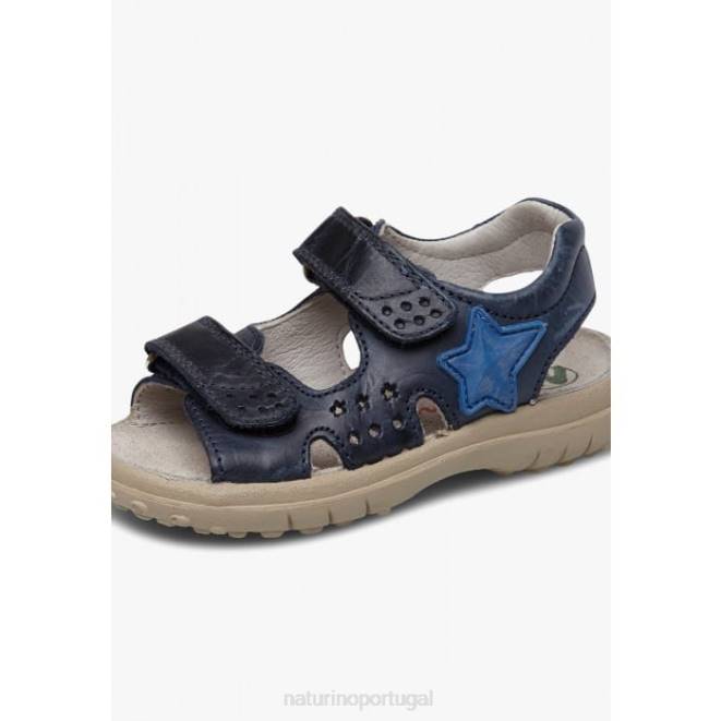 crianças Naturino azul doca sandália de couro com velcro HTF8541