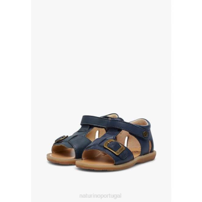 crianças Naturino azul quartzo sandália de couro com velcro HTF8284