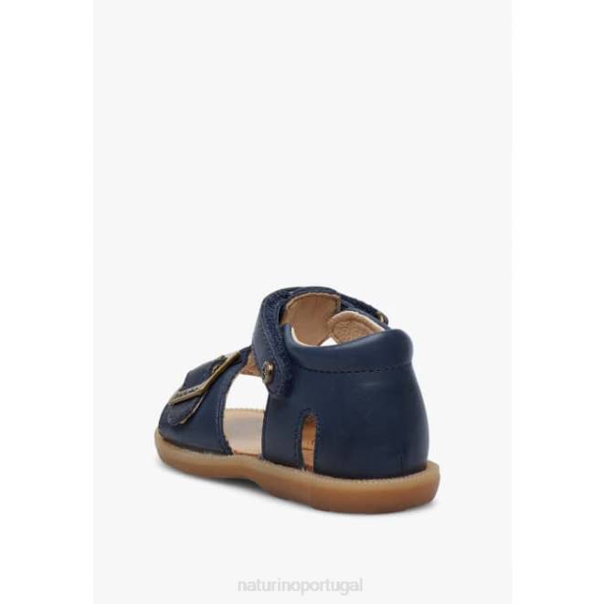 crianças Naturino azul quartzo sandália de couro com velcro HTF8284