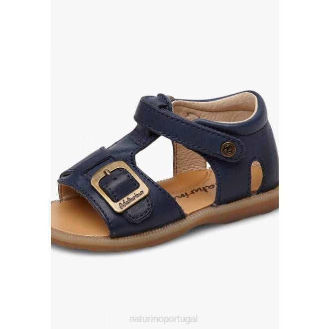 crianças Naturino azul quartzo sandália de couro com velcro HTF8284