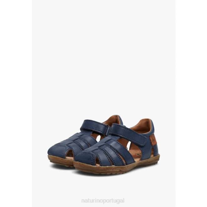 crianças Naturino azul ver sandálias de couro semi-fechadas HTF8271