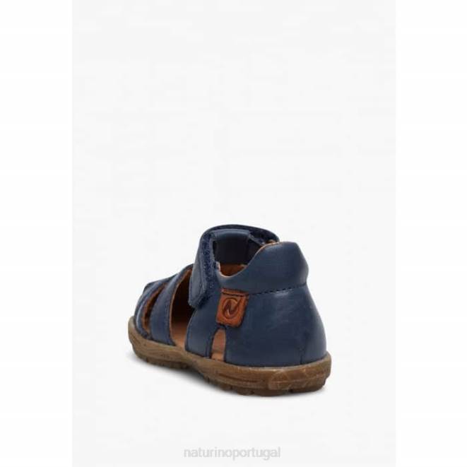 crianças Naturino azul ver sandálias de couro semi-fechadas HTF8271
